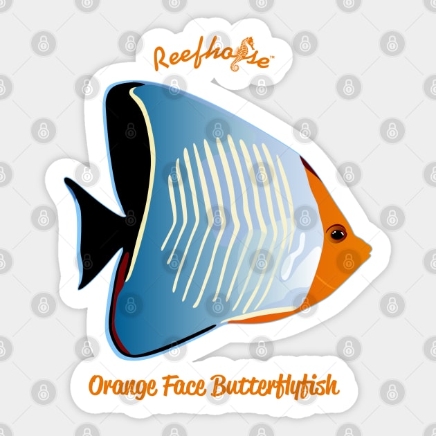 Orange Face Butterflyfish Sticker by Reefhorse